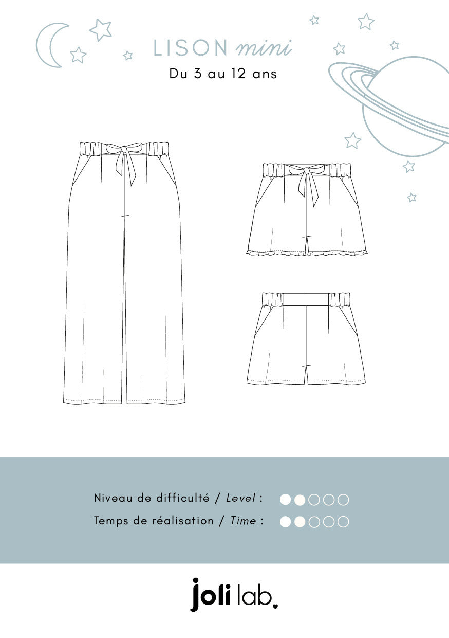 Pantalon Lison mini patron de couture Joli Lab