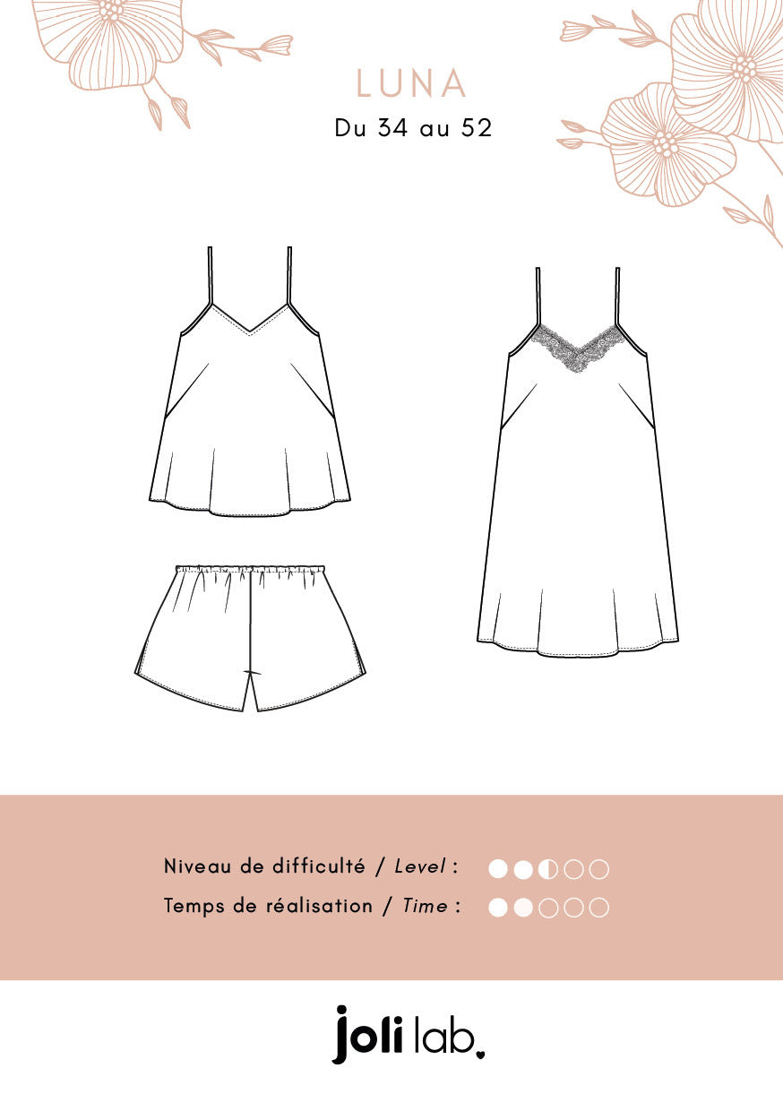 Pyjama Luna - Patron Couture PDF ou POCHETTE - Joli Lab
