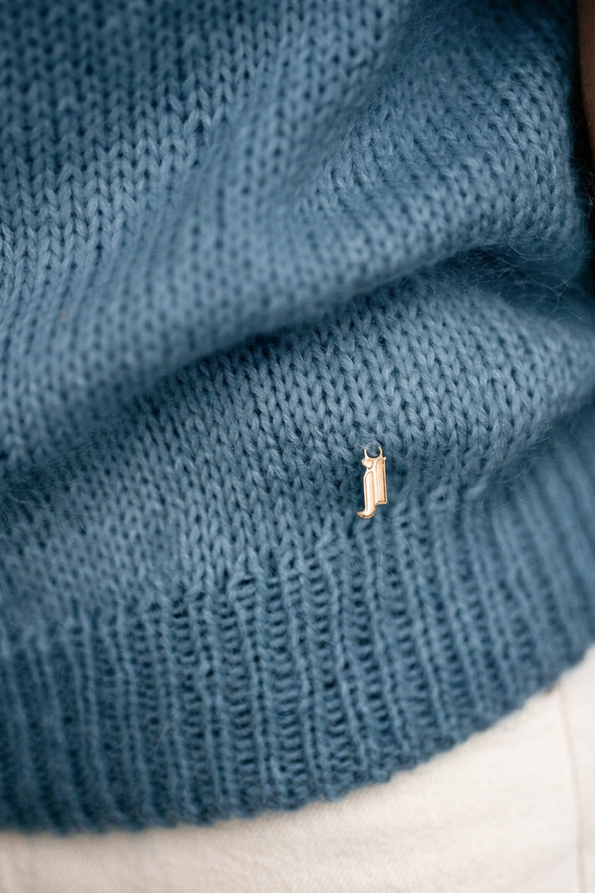 Pull Colette bleu kit tricot Joli Lab