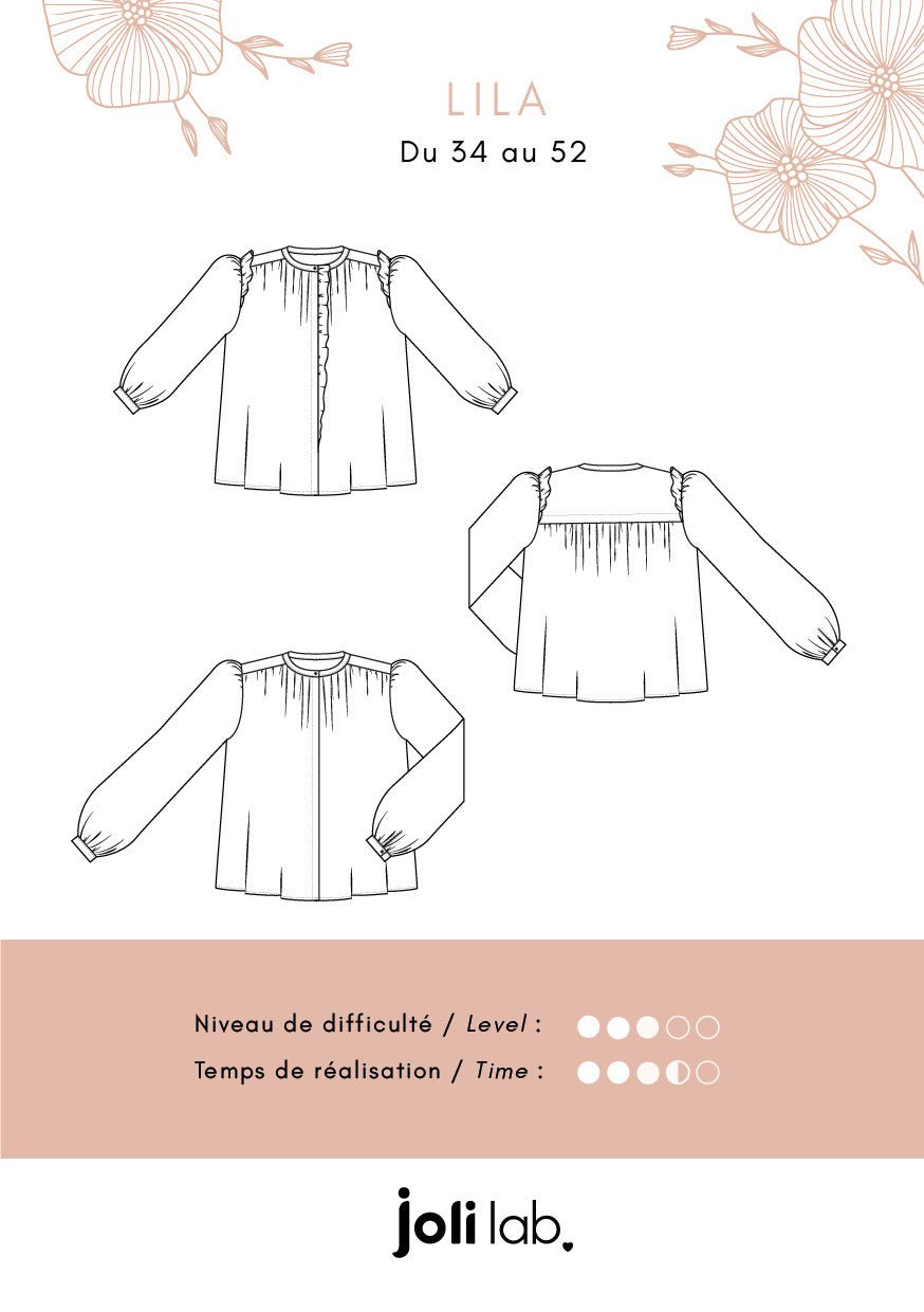 Blouse Lila - Patron Couture PDF ou Pochette - Joli Lab