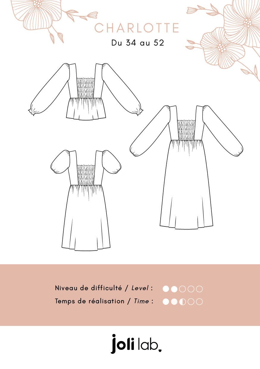 Blouse/robe Charlotte - Patron Couture PDF ou Pochette - Joli Lab