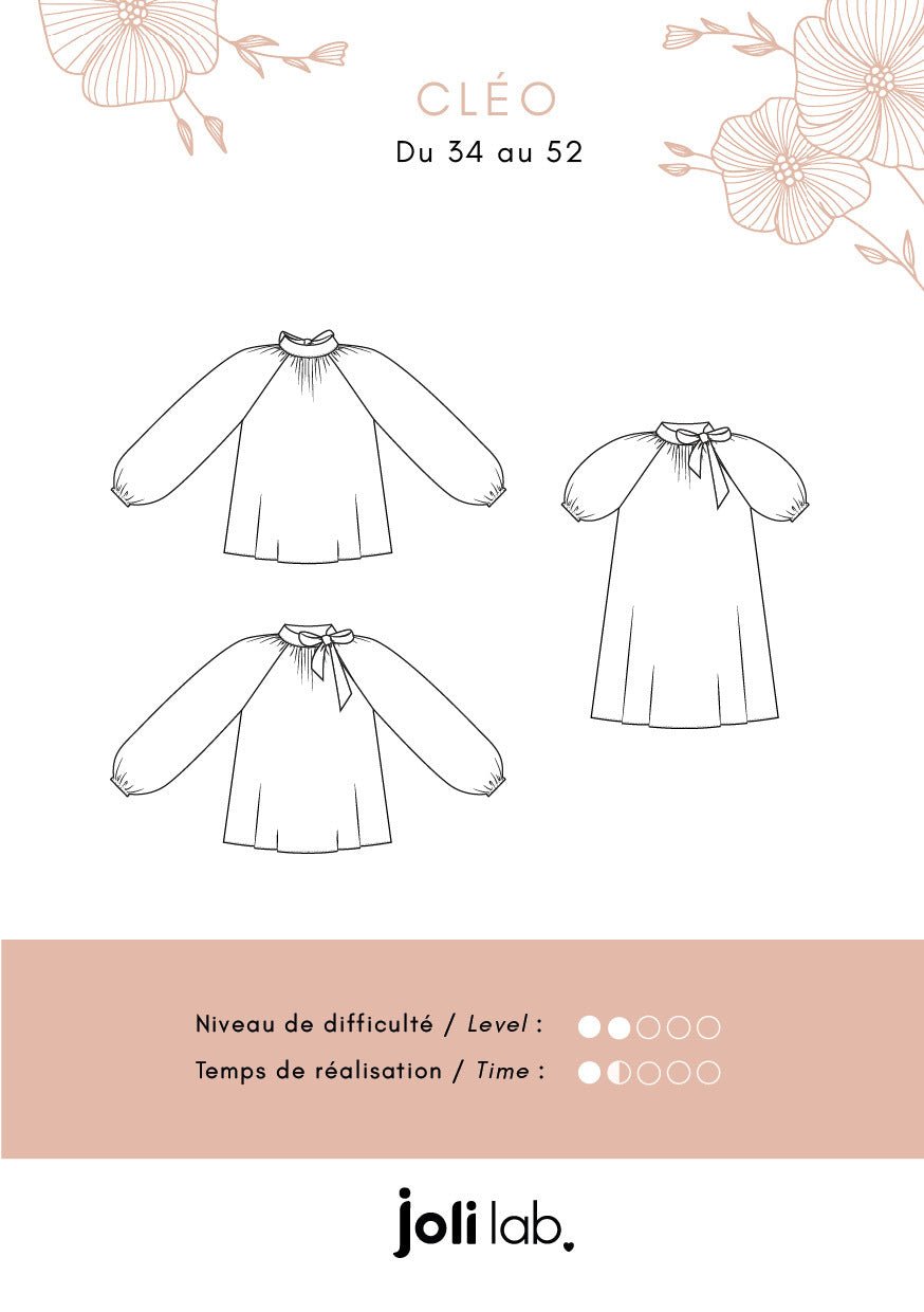 Blouse/robe Cléo - Patron Couture PDF ou Pochette - Joli Lab