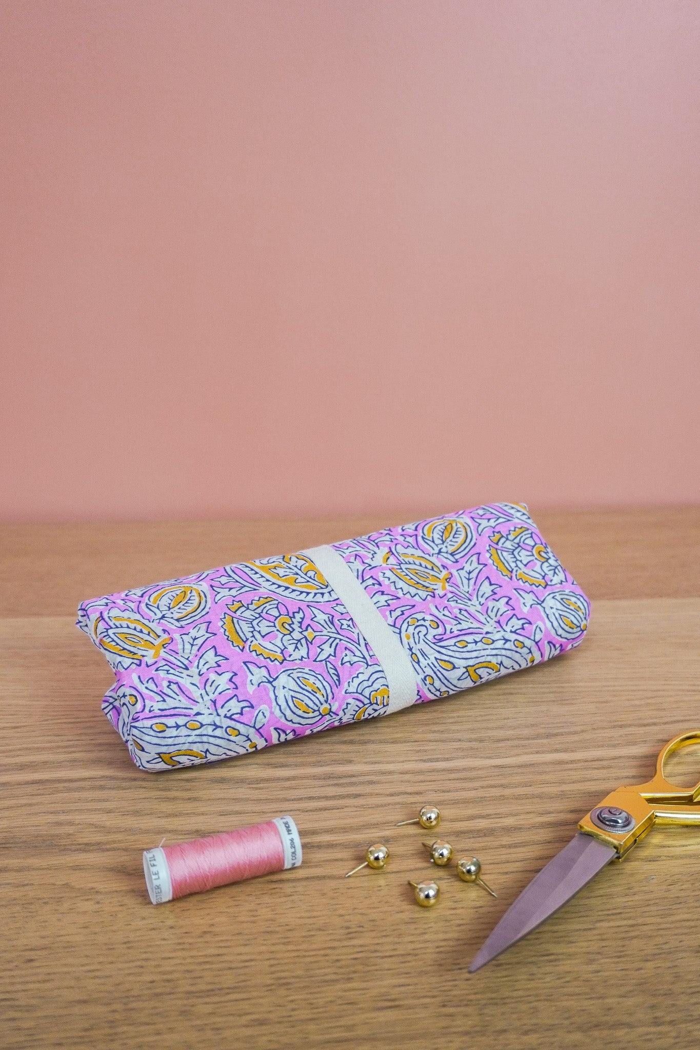 Coupons coton indien - fond rose - Joli Lab