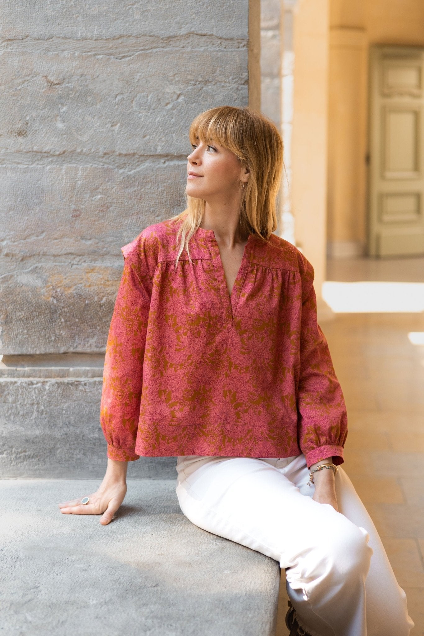 Coupons coton soyeux Daya - imprimé rose et bronze - Joli Lab