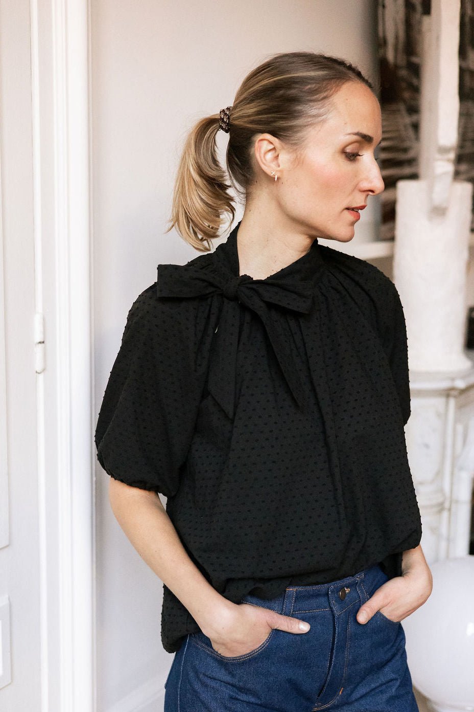 Joli Kit Couture - Blouse Cléo plumetis noir - Joli Lab