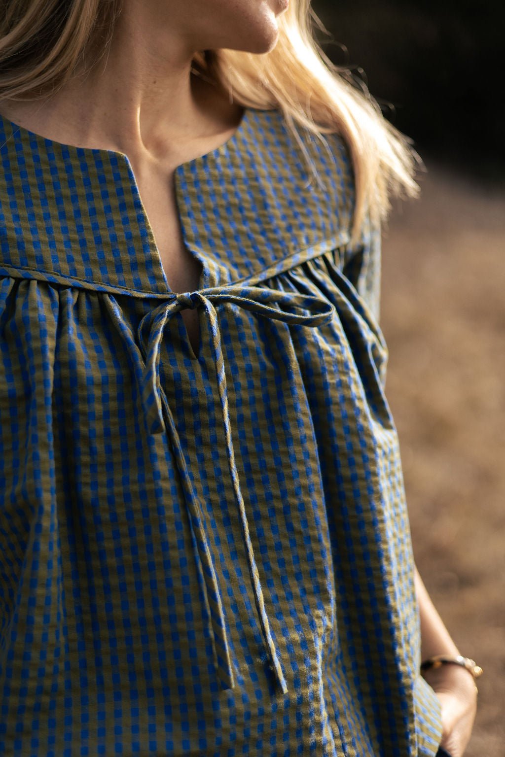 Joli Kit Couture - Blouse Romy seerzucker vert et bleu - Joli Lab