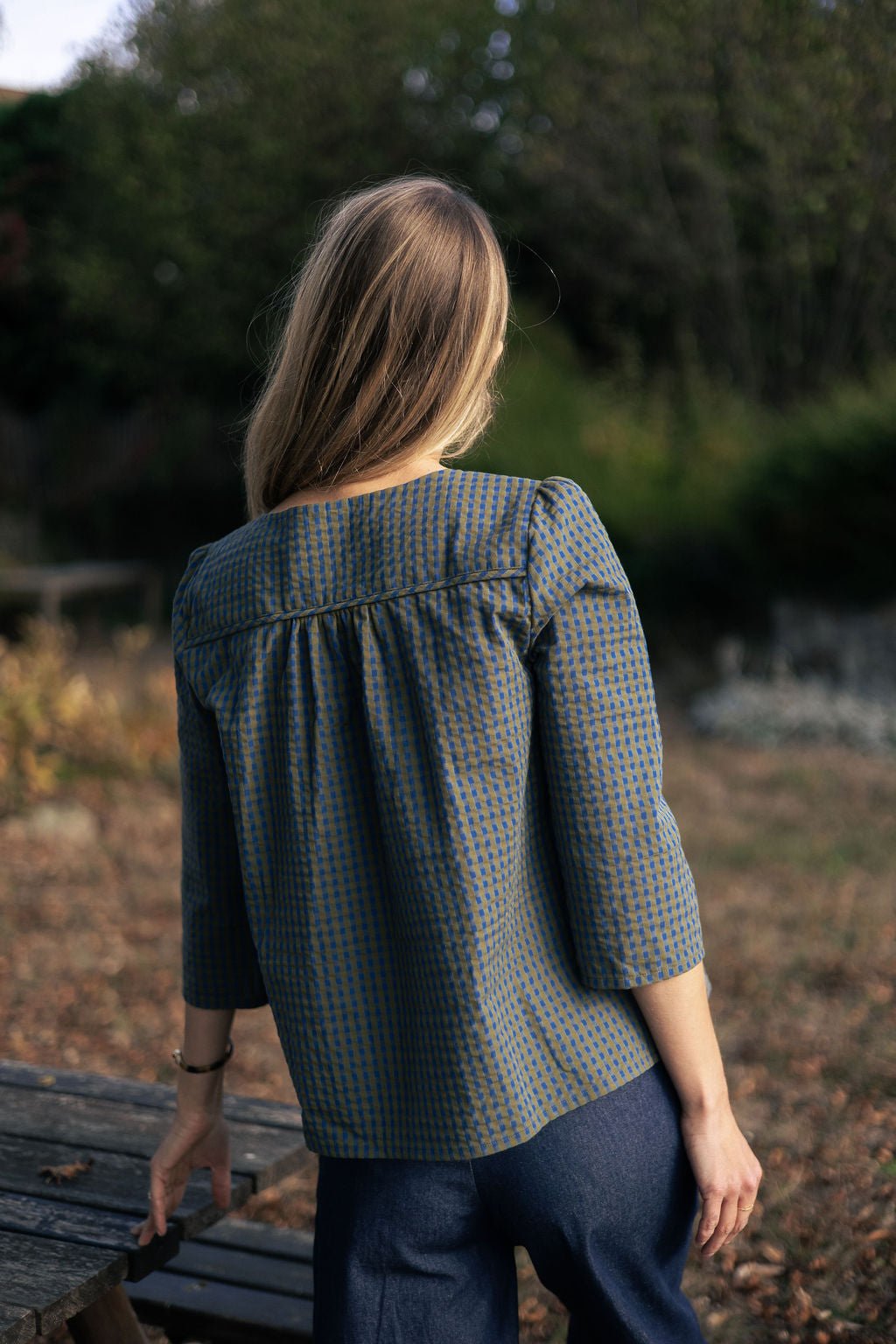 Joli Kit Couture - Blouse Romy seerzucker vert et bleu - Joli Lab