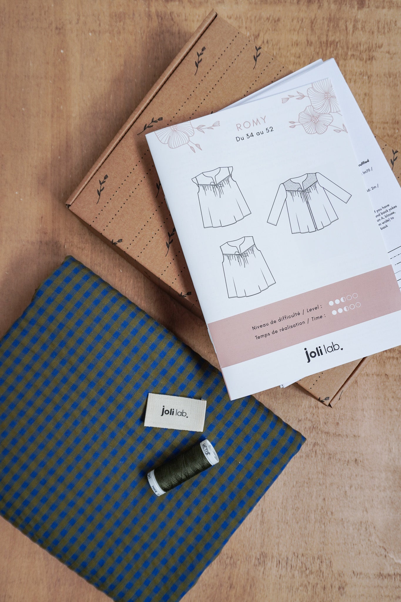 Joli Kit Couture - Blouse Romy seerzucker vert et bleu - Joli Lab