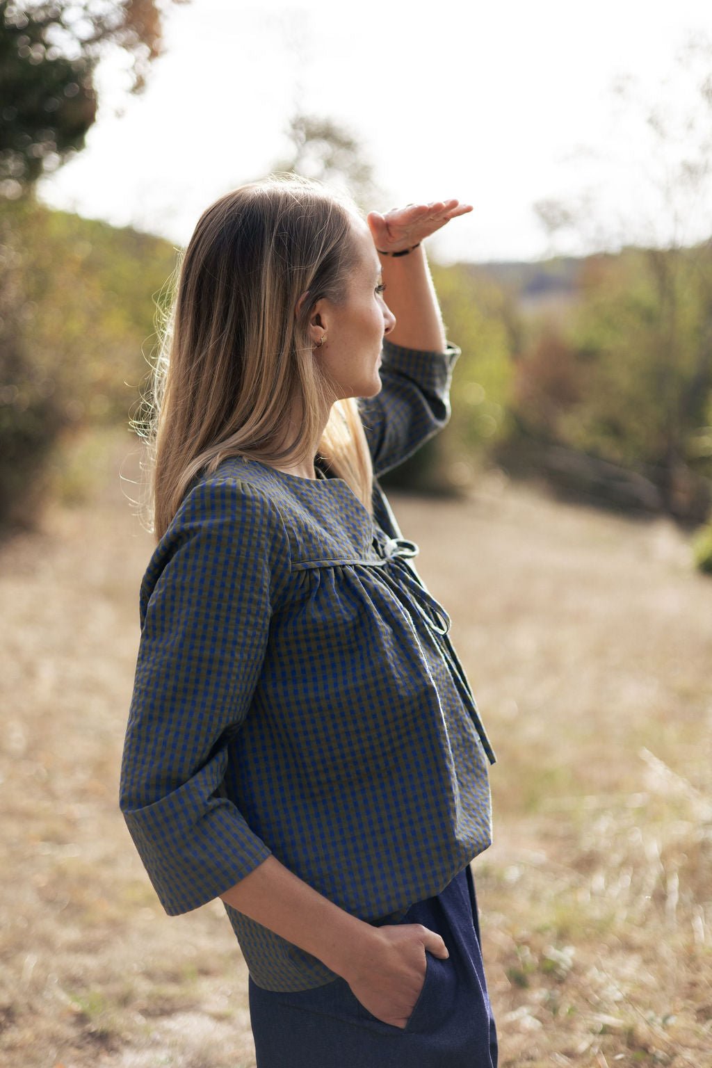 Joli Kit Couture - Blouse Romy seerzucker vert et bleu - Joli Lab