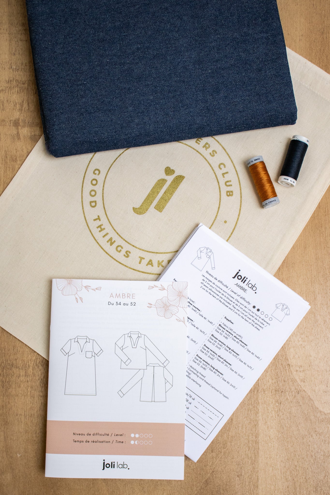 Joli Kit Couture - Blouse/Robe Ambre jean brut - Joli Lab