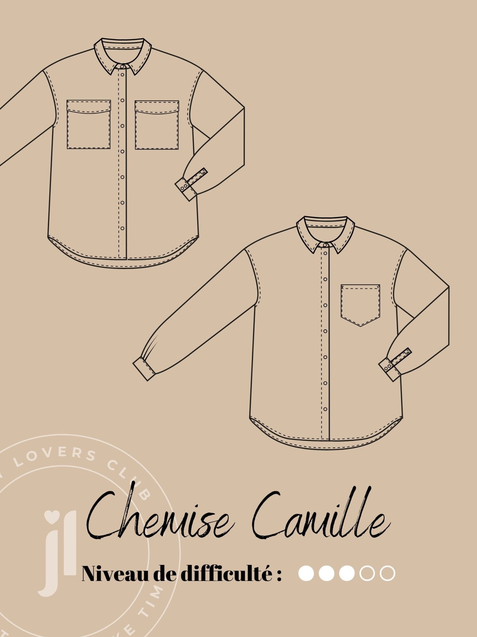 Joli Kit Couture - Chemise Camille rayée bronze et beige rosé - Joli Lab