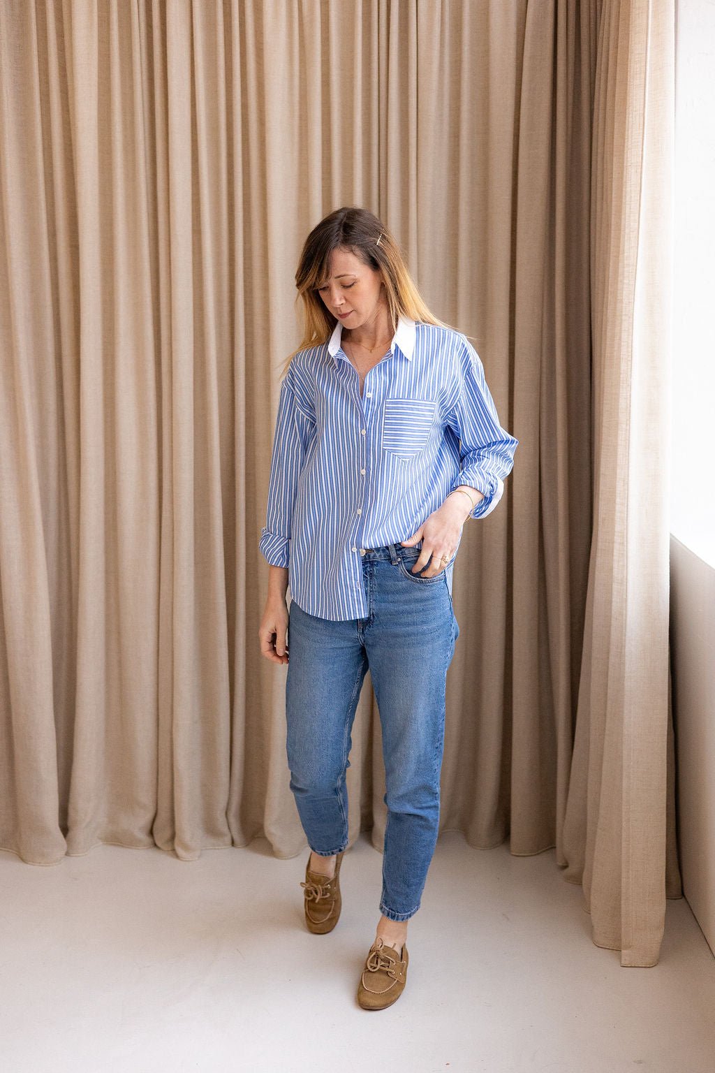 Joli Kit Couture - Chemise Camille rayée col blanc - Joli Lab