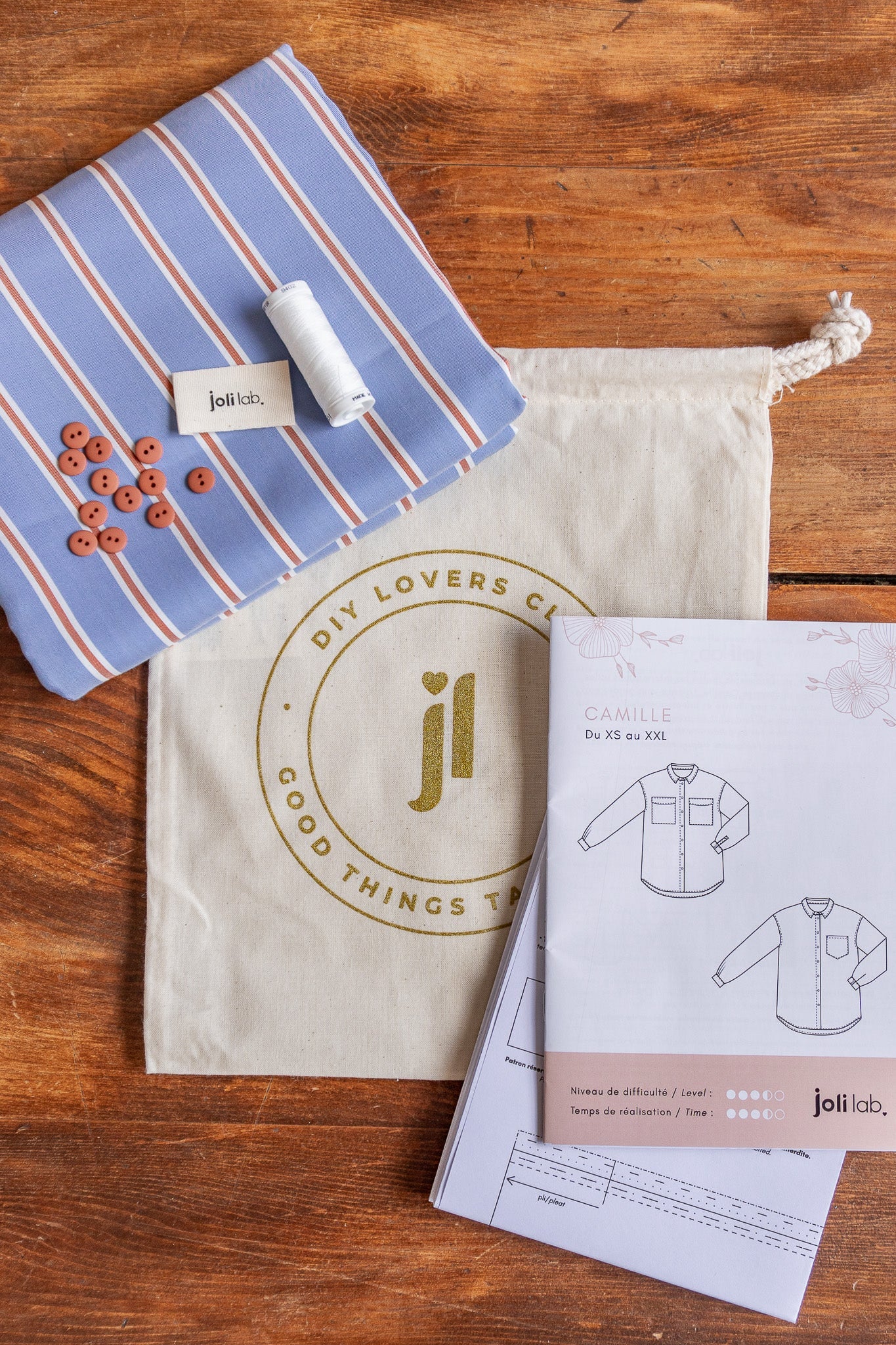 Joli Kit Couture - Chemise Camille viscose rayée - Joli Lab