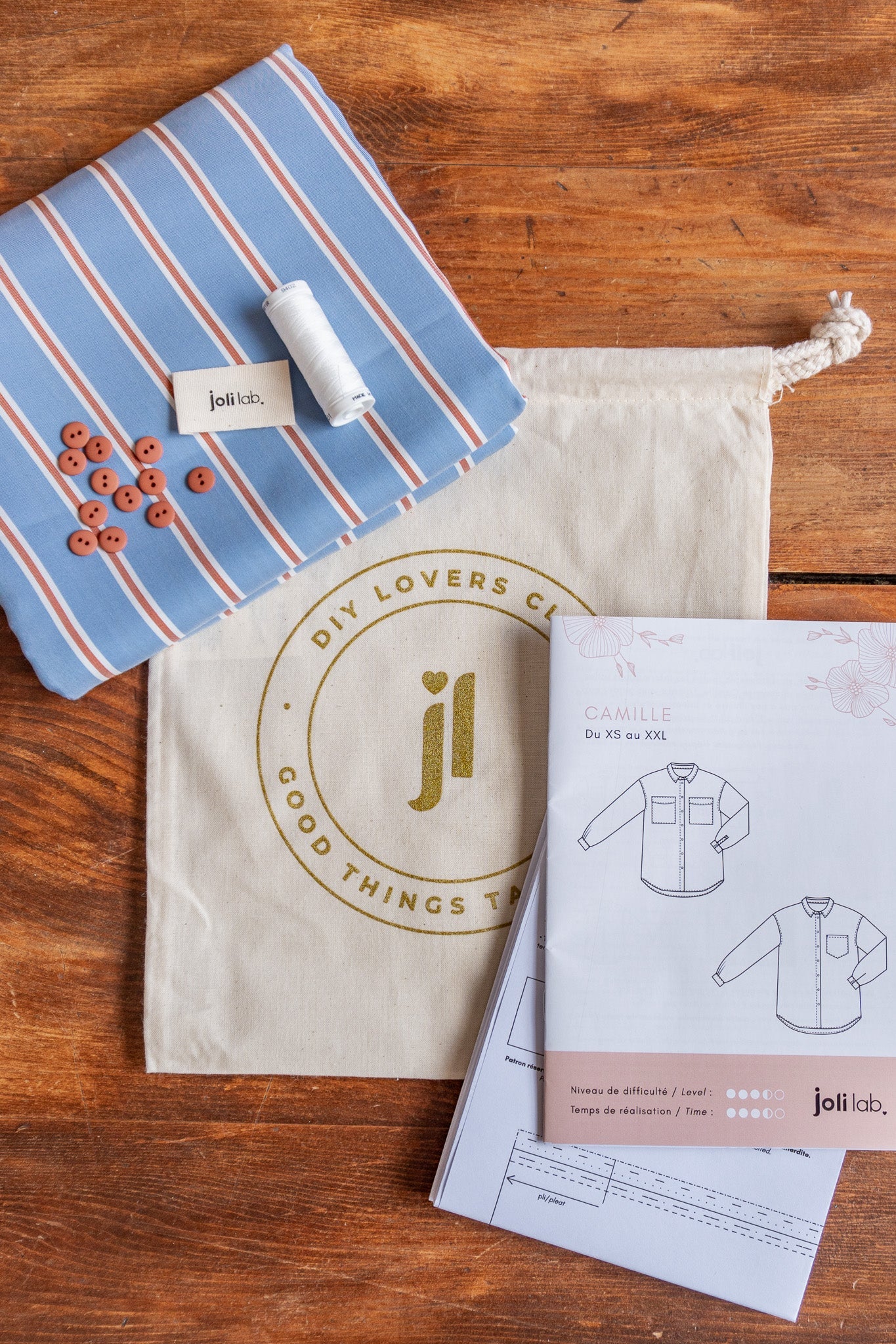 Joli Kit Couture - Chemise Camille viscose rayée - Joli Lab