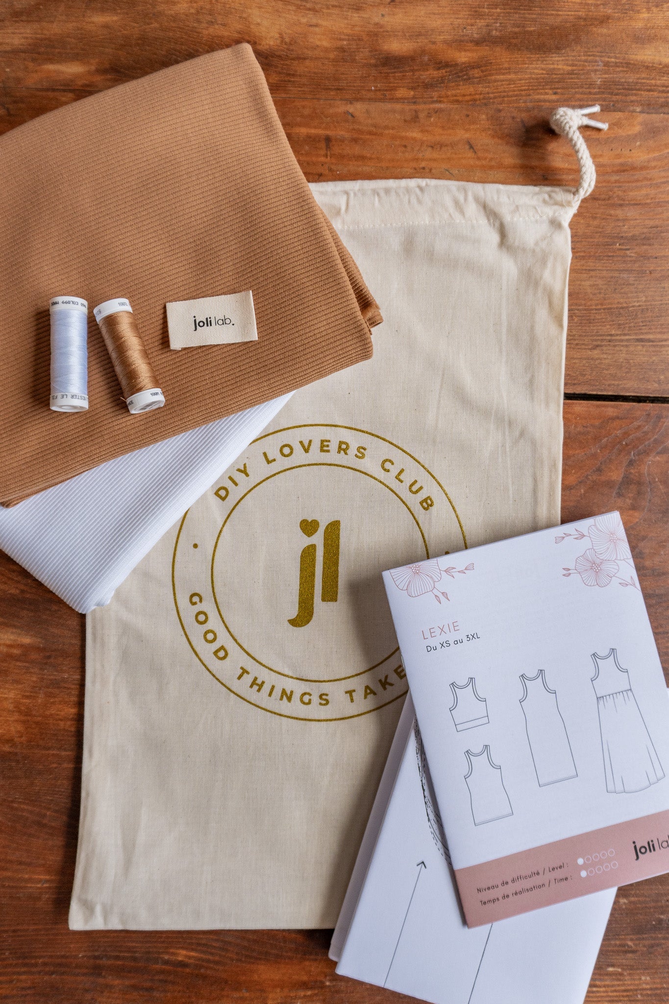 Joli Kit Couture DUO - Débardeur Lexie (caramel + blanc) - Joli Lab