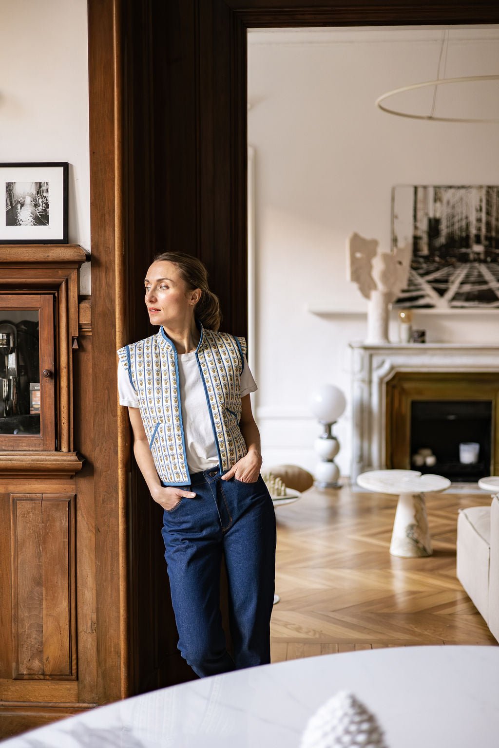 Joli Kit Couture - Gilet Anouck imprimé bleu vintage - Joli Lab