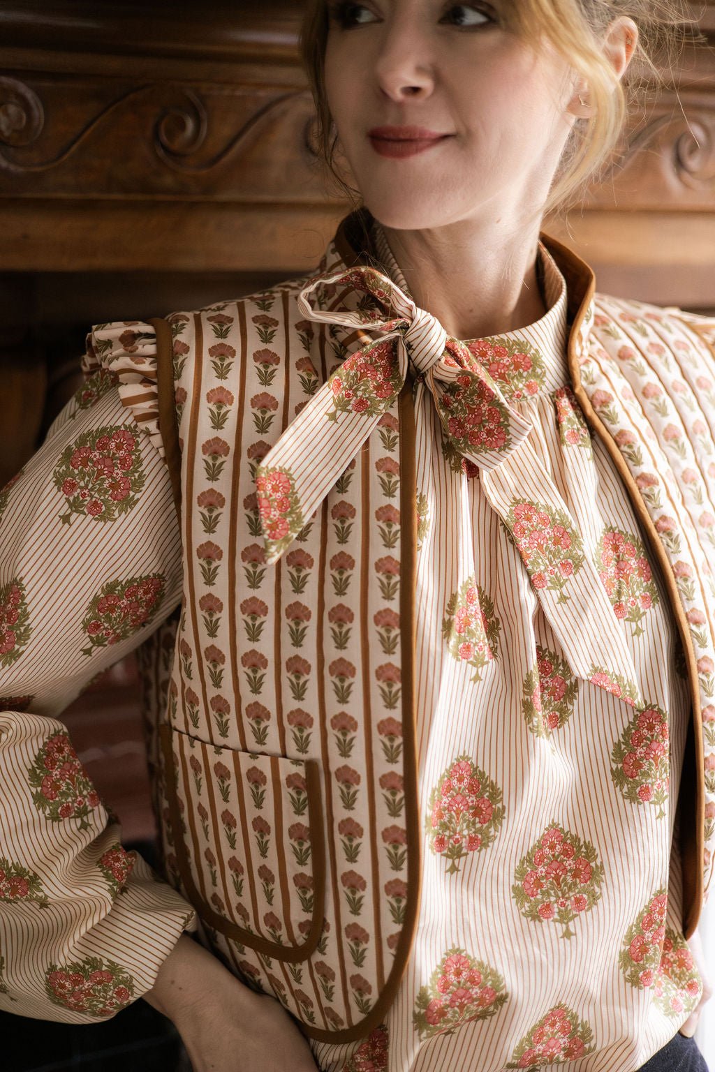 Joli Kit Couture - Gilet Anouck imprimé rose terra - Joli Lab