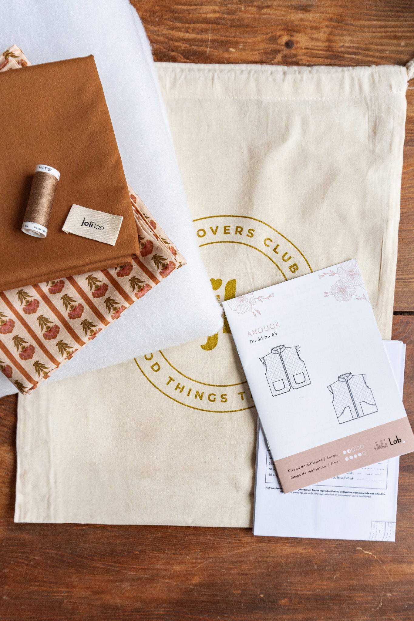 Joli Kit Couture - Gilet Anouck imprimé rose terra - Joli Lab