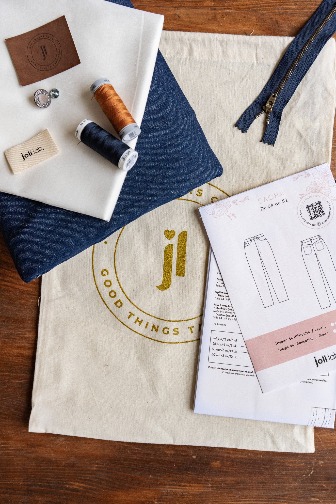 Joli Kit Couture - Jean Sacha denim bleu - Joli Lab