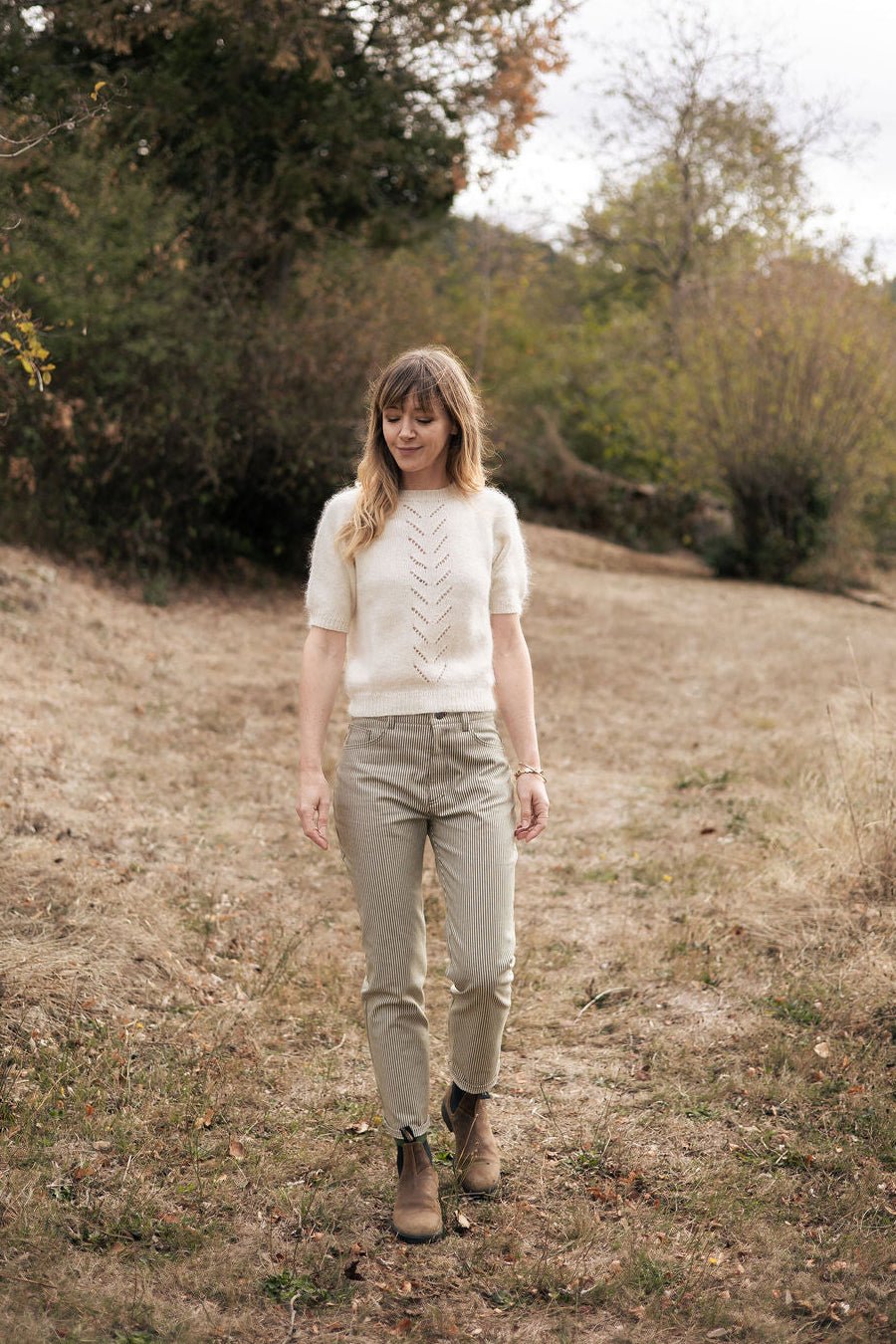 Joli Kit Couture - Jean Sacha rayé vert olive - Joli Lab