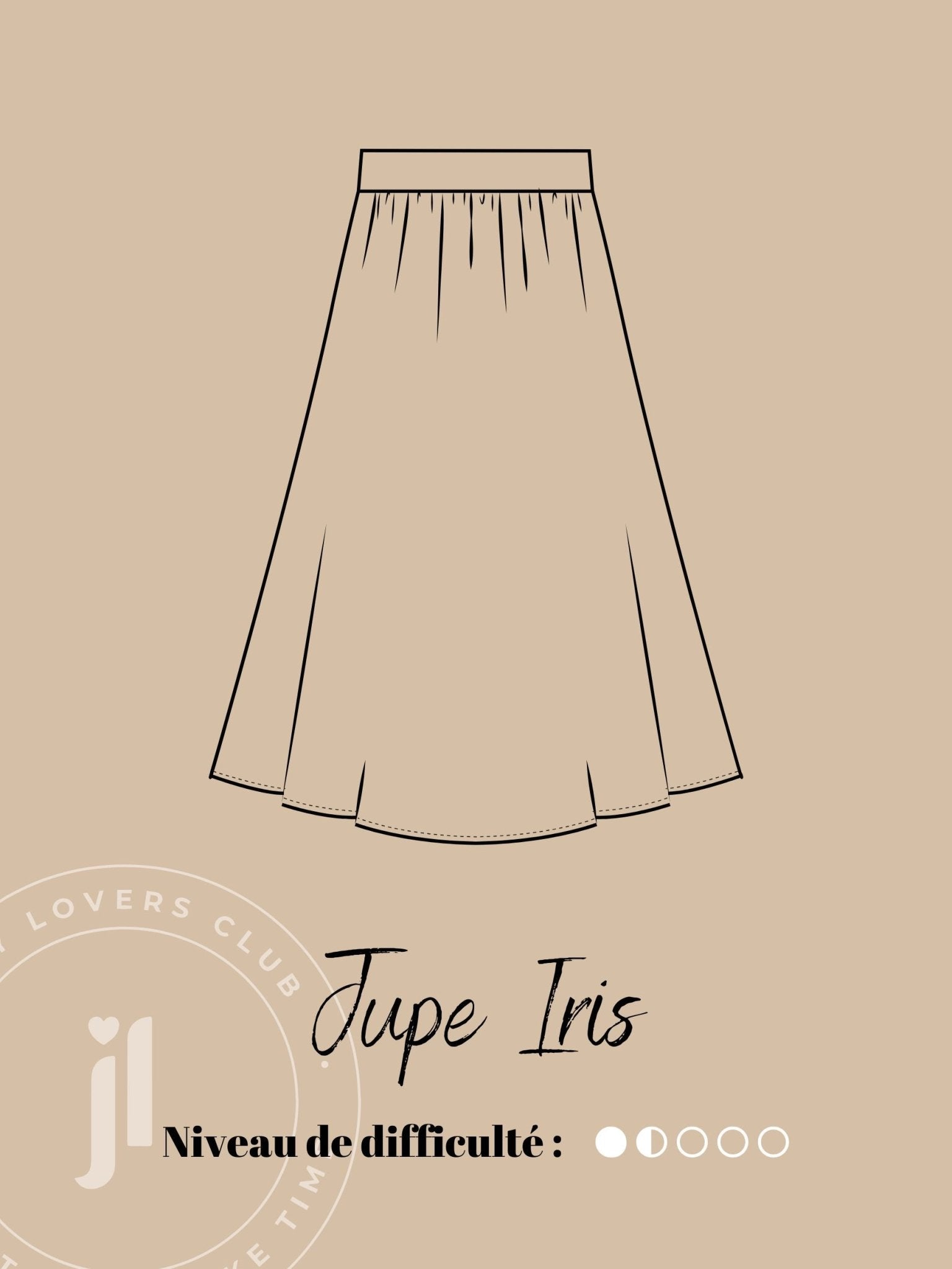 Joli Kit Couture - Jupe Iris rayée bordeaux et bleu ciel - Joli Lab
