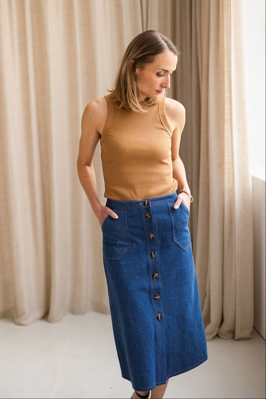 Joli Kit Couture - Jupe Norah denim bleu - Joli Lab