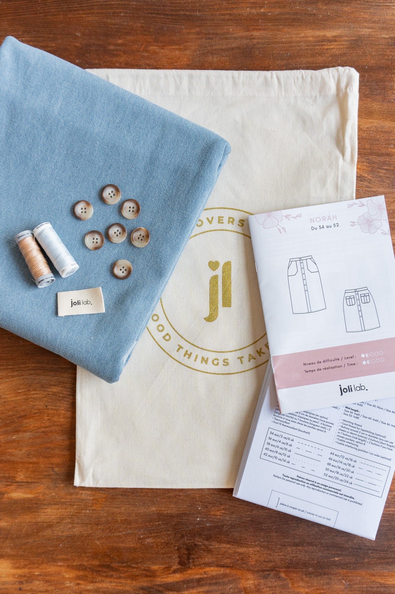 Joli Kit Couture - Jupe Norah denim clair - Joli Lab