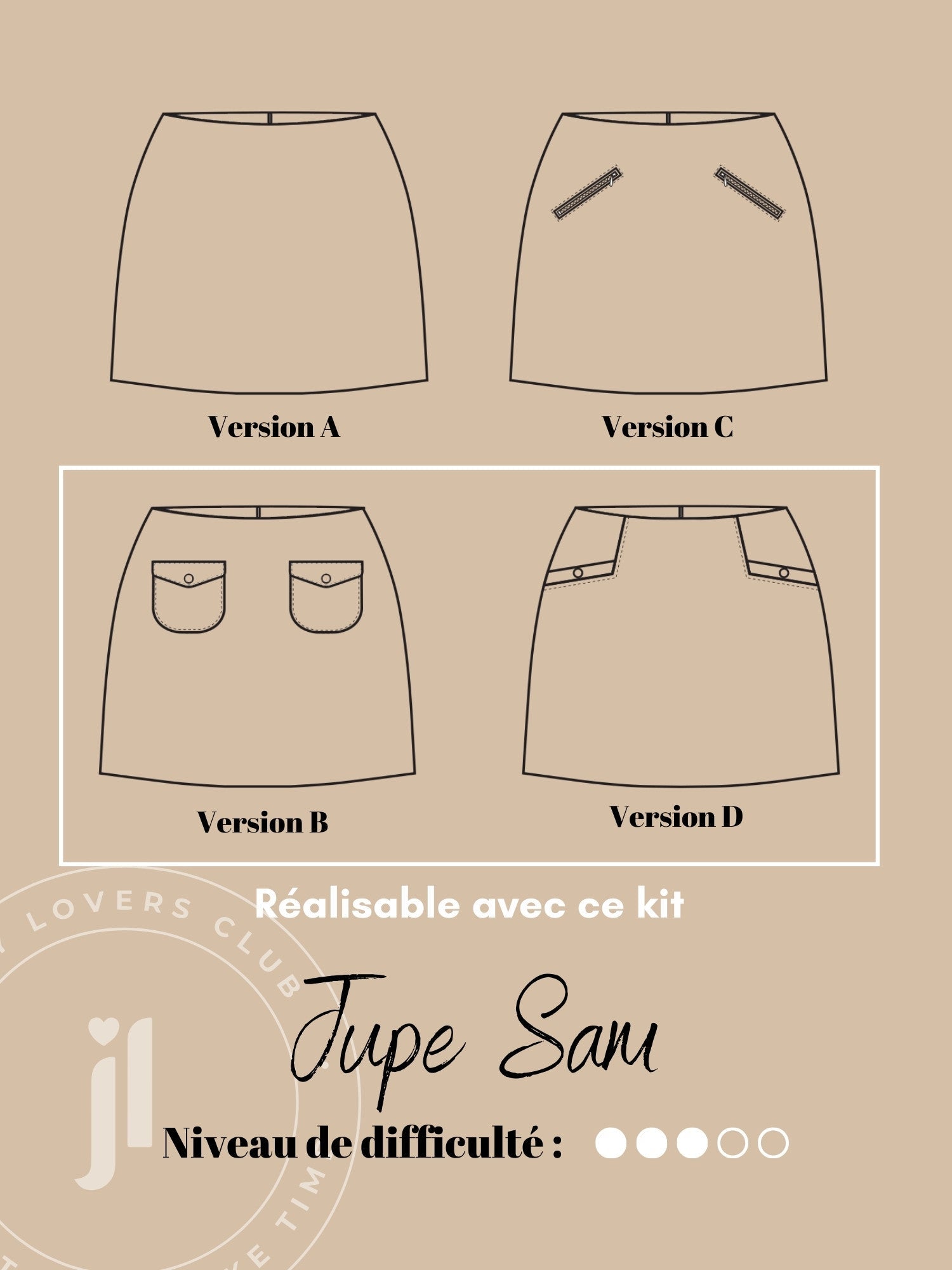 Joli Kit Couture - Jupe Sam crêpe anthracite - Joli Lab