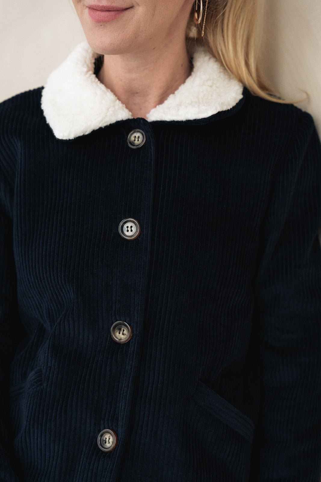 Coupons velours grosses côtes - coloris marine