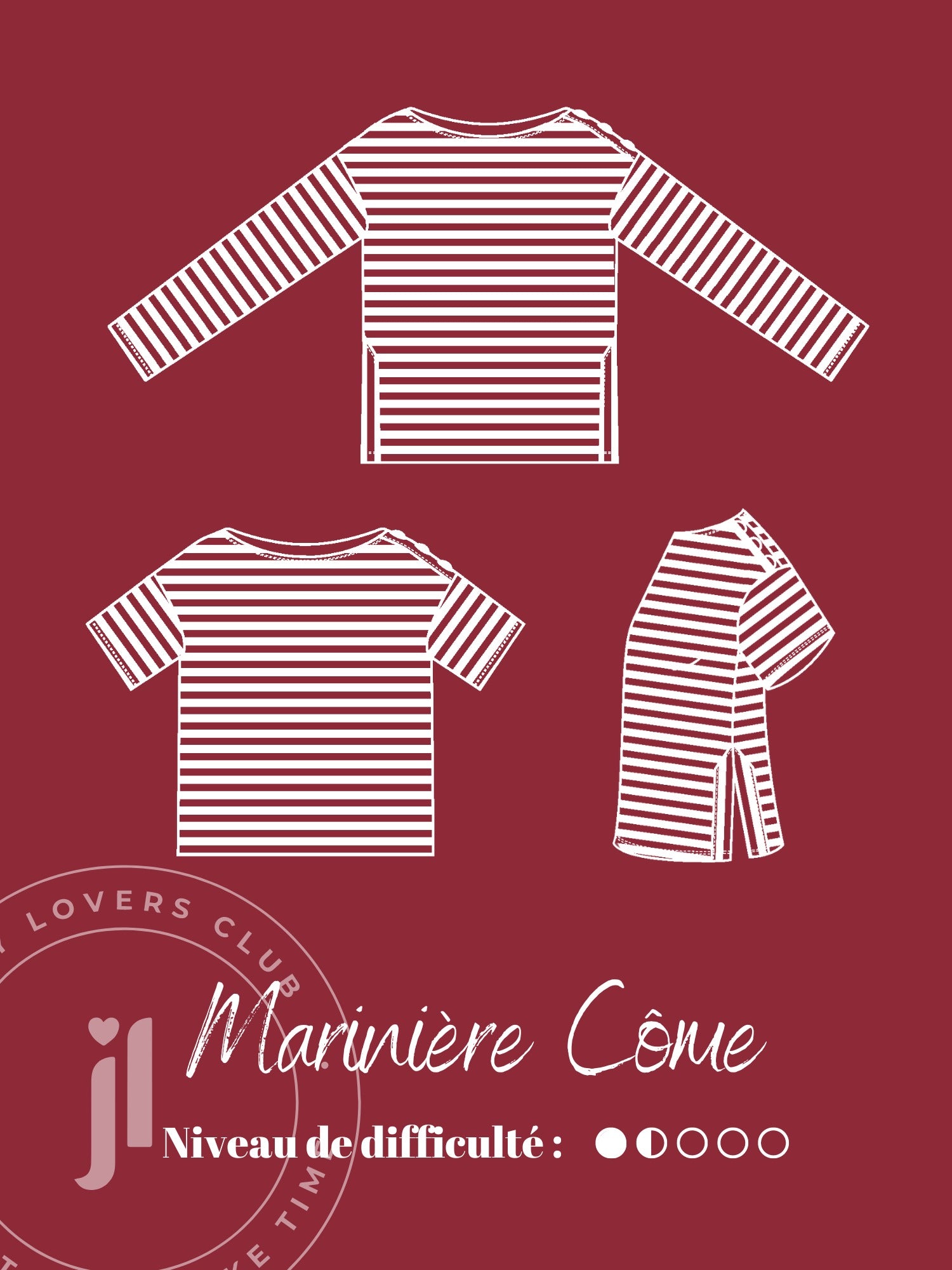 Joli Kit Couture - Marinière Côme écru/framboise - Joli Lab