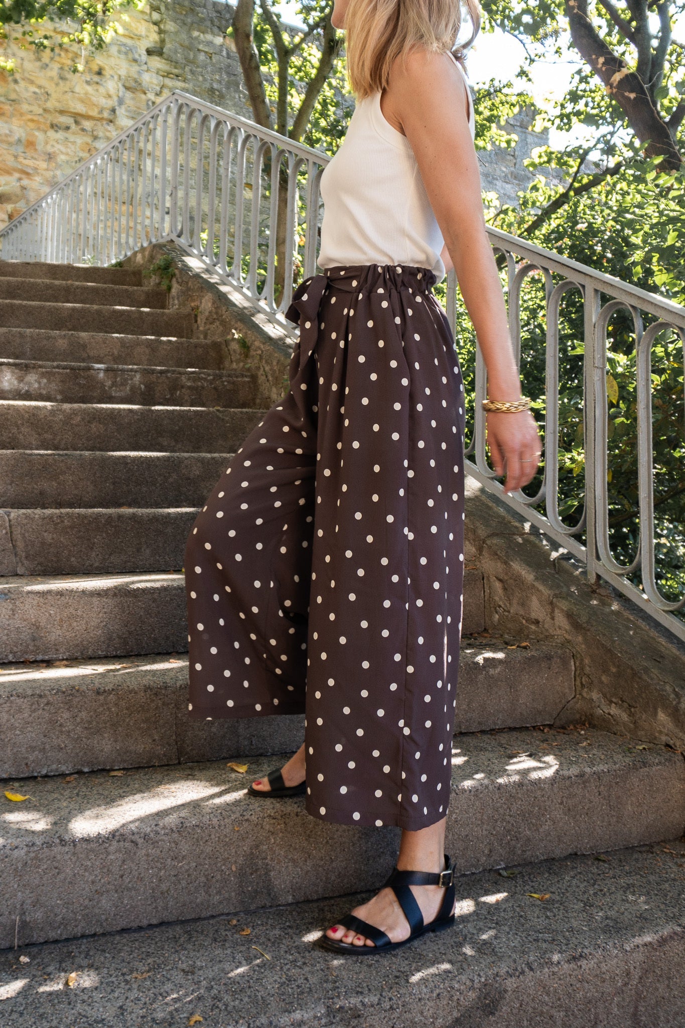 Joli Kit Couture - Pantalon Lison à pois coloris chocolat - Joli Lab