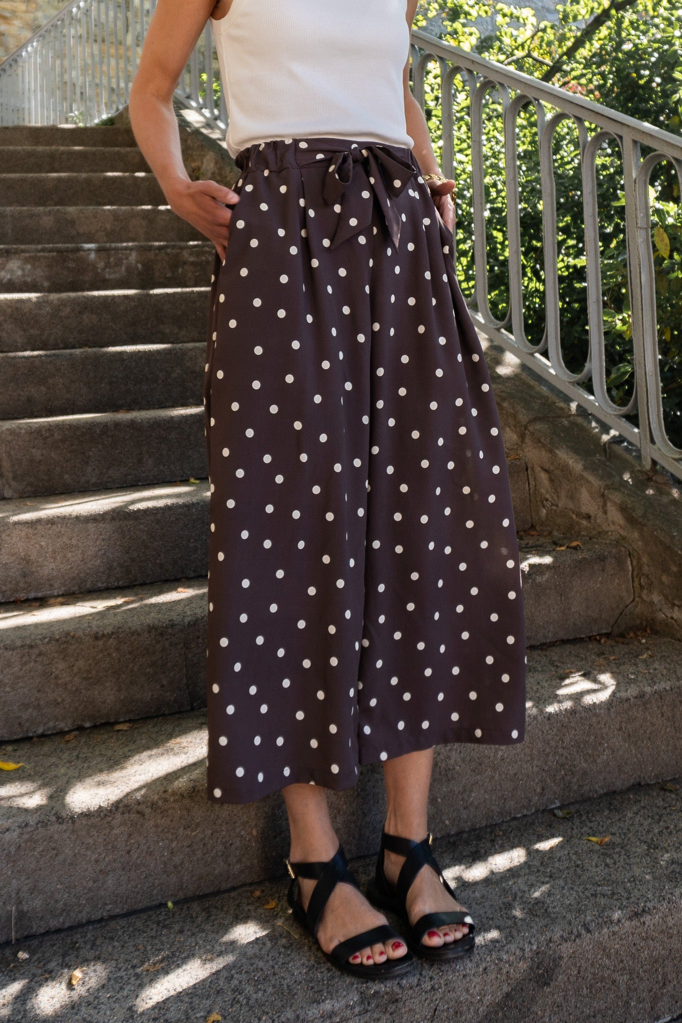 Joli Kit Couture - Pantalon Lison à pois coloris chocolat - Joli Lab