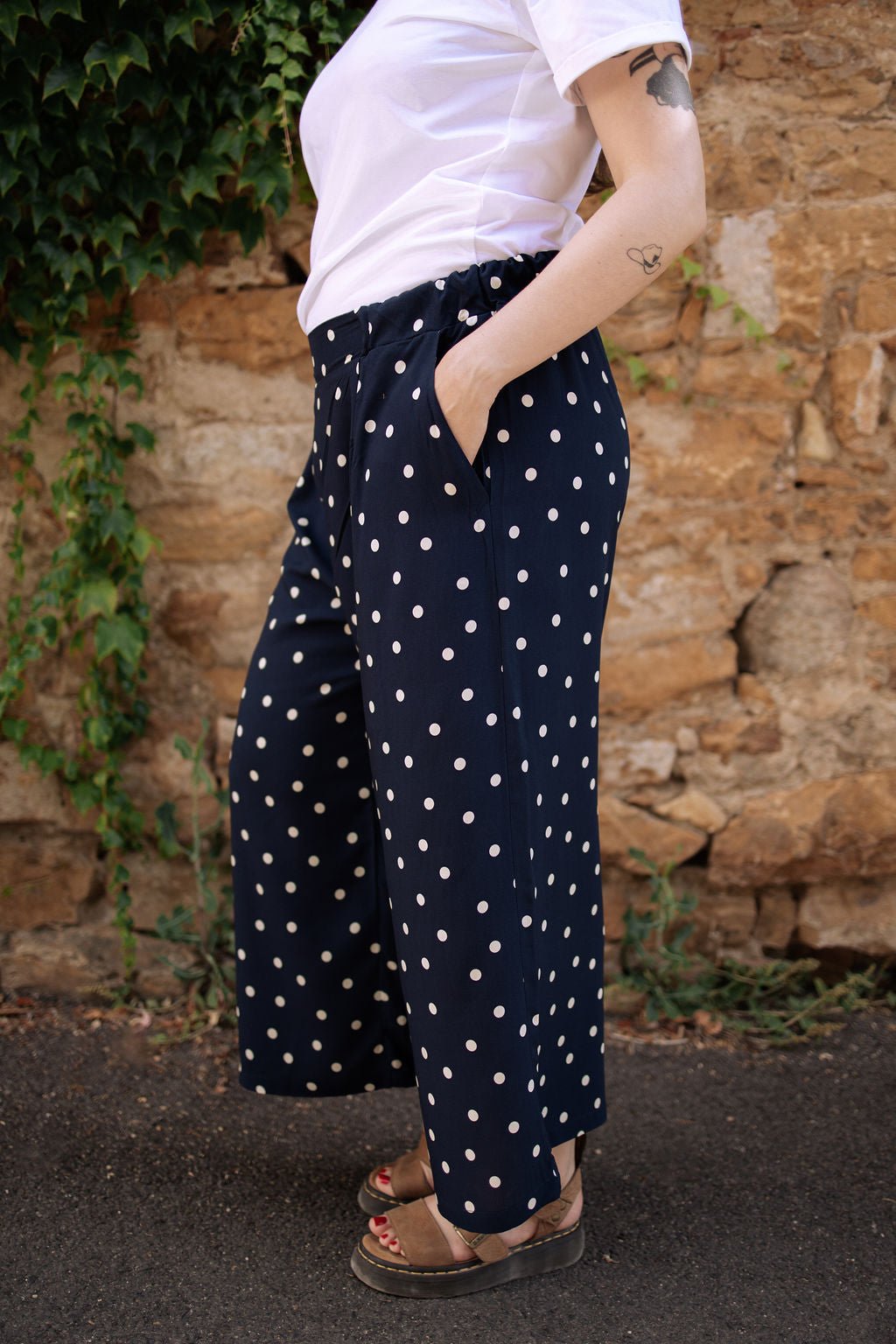 Joli Kit Couture - Pantalon Lison à pois coloris marine - Joli Lab