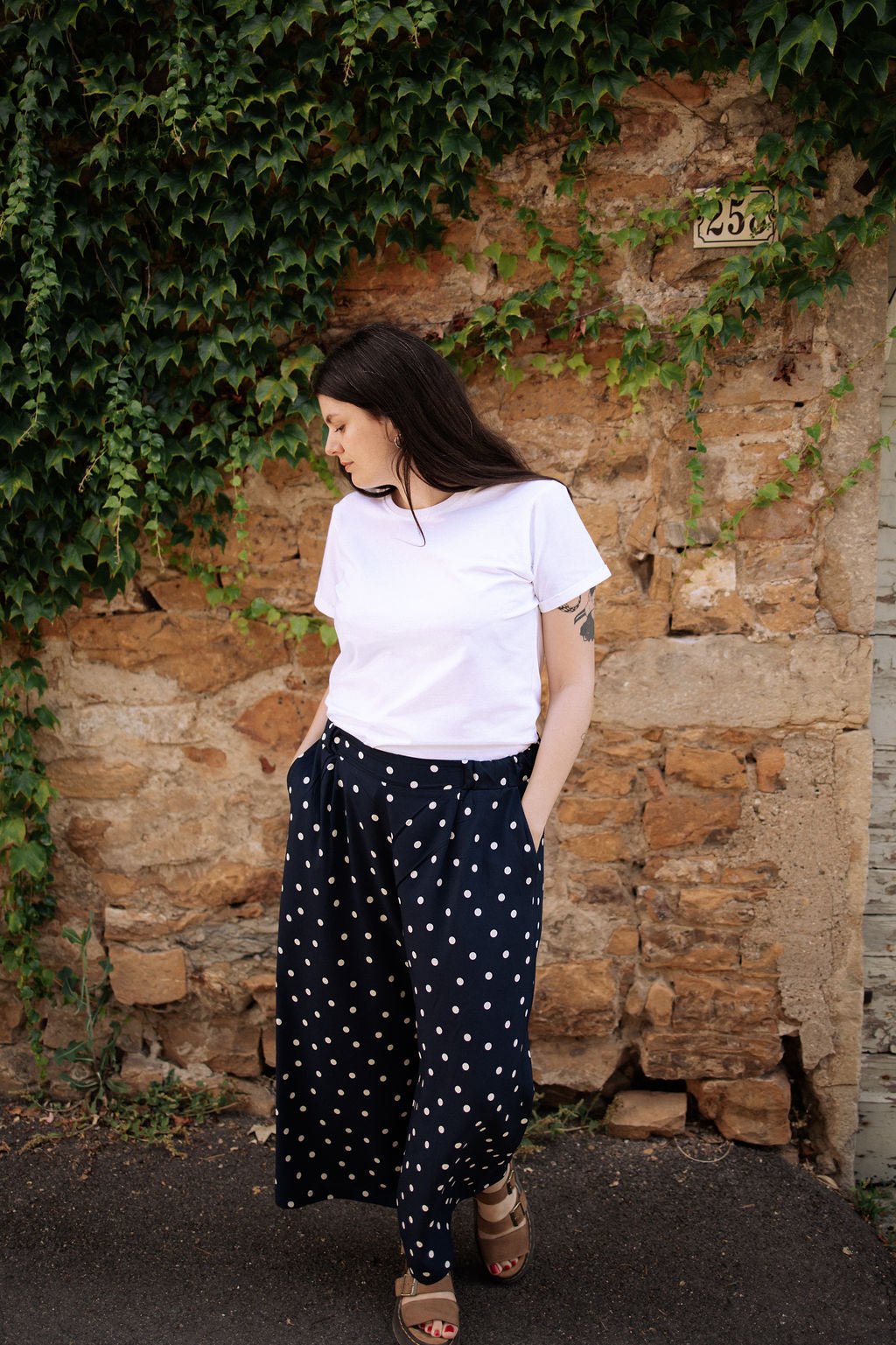 Joli Kit Couture - Pantalon Lison à pois coloris marine - Joli Lab
