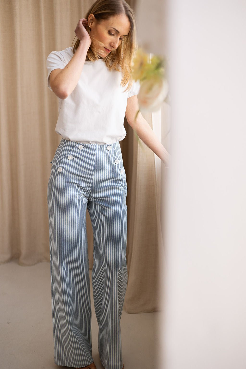 Joli Kit Couture - Pantalon Noé denim rayé - Joli Lab