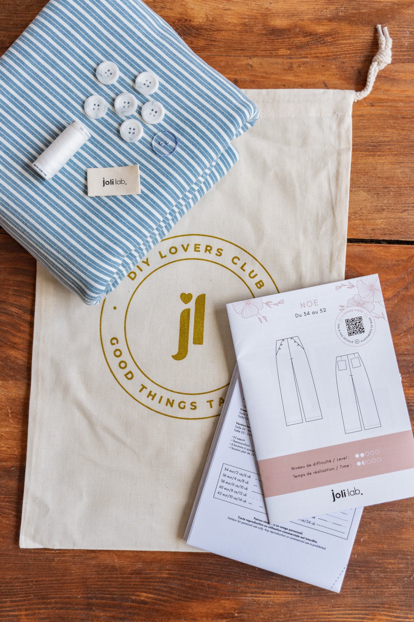 Joli Kit Couture - Pantalon Noé denim rayé - Joli Lab