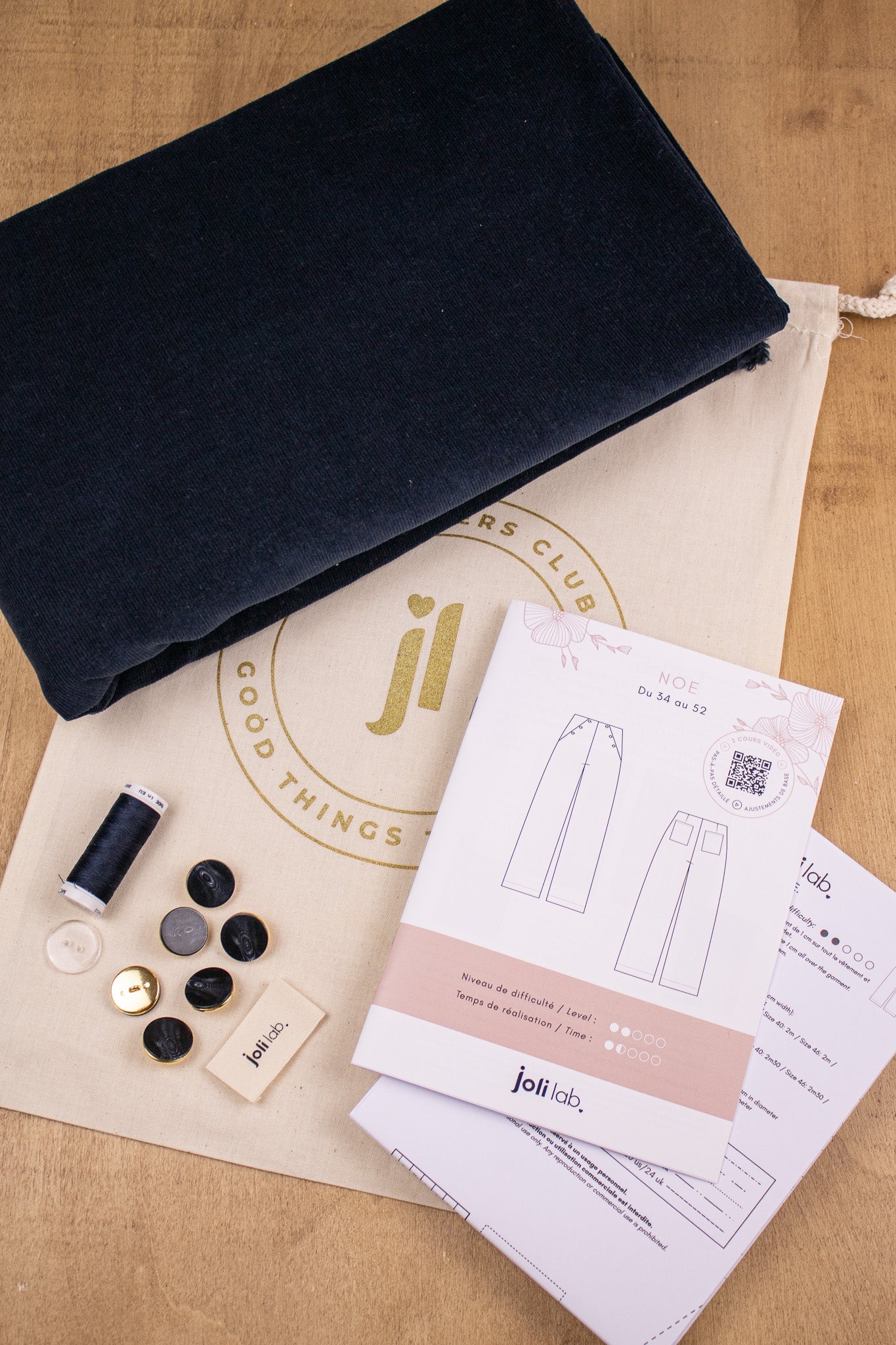 Joli Kit Couture - Pantalon Noé velours marine - Joli Lab