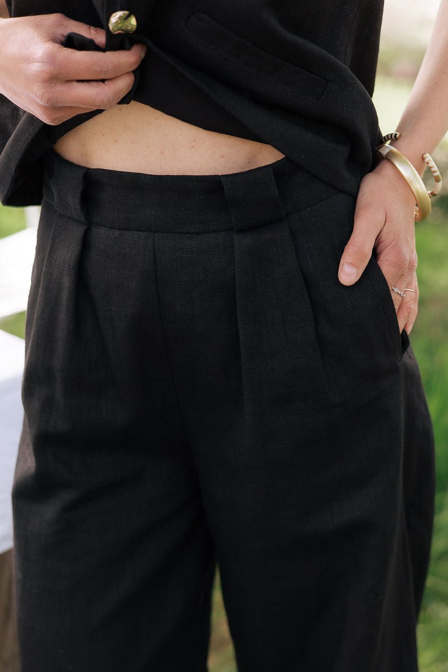 Joli Kit Couture - Pantalon Rafaël lin noir - Joli Lab
