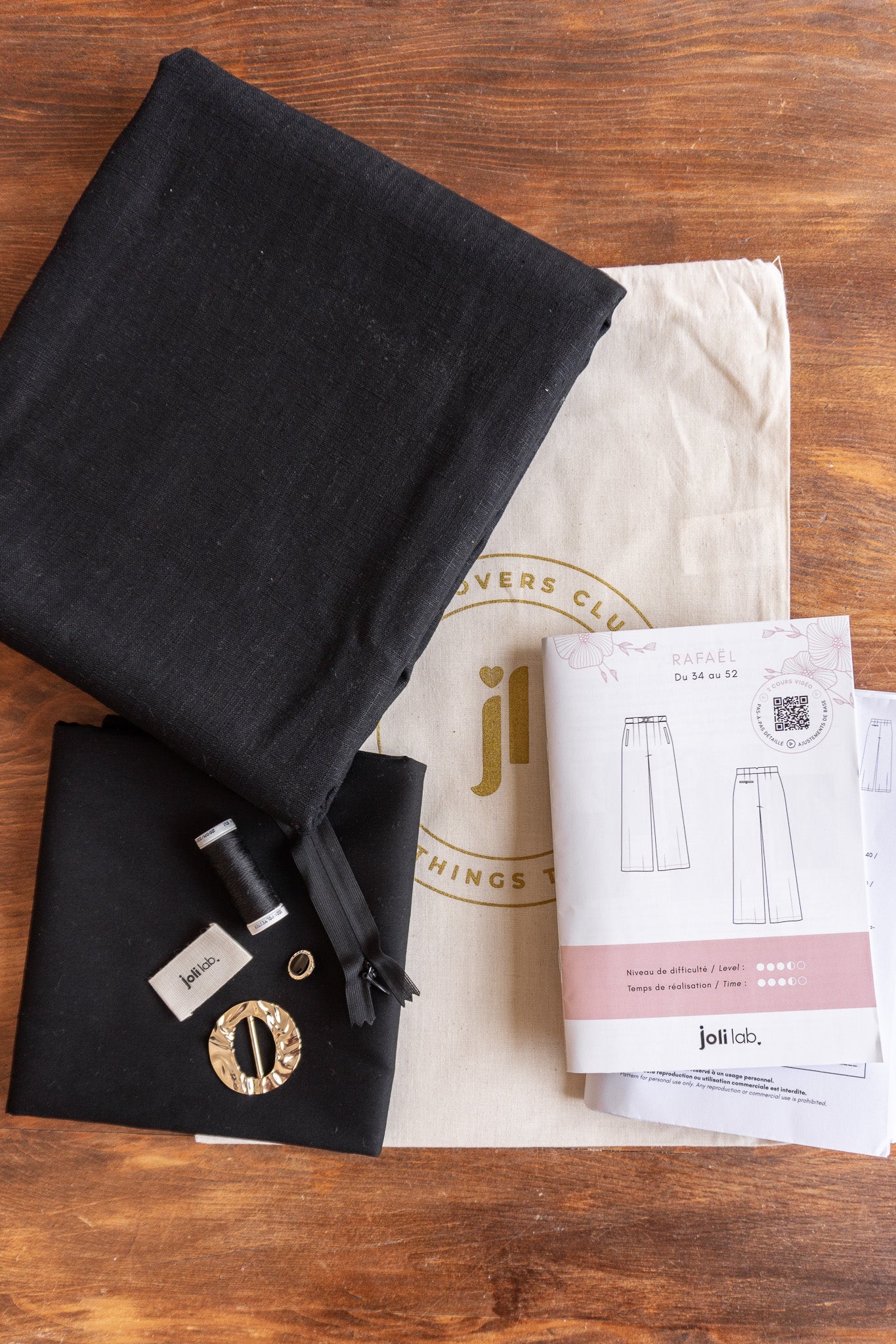 Joli Kit Couture - Pantalon Rafaël lin noir - Joli Lab