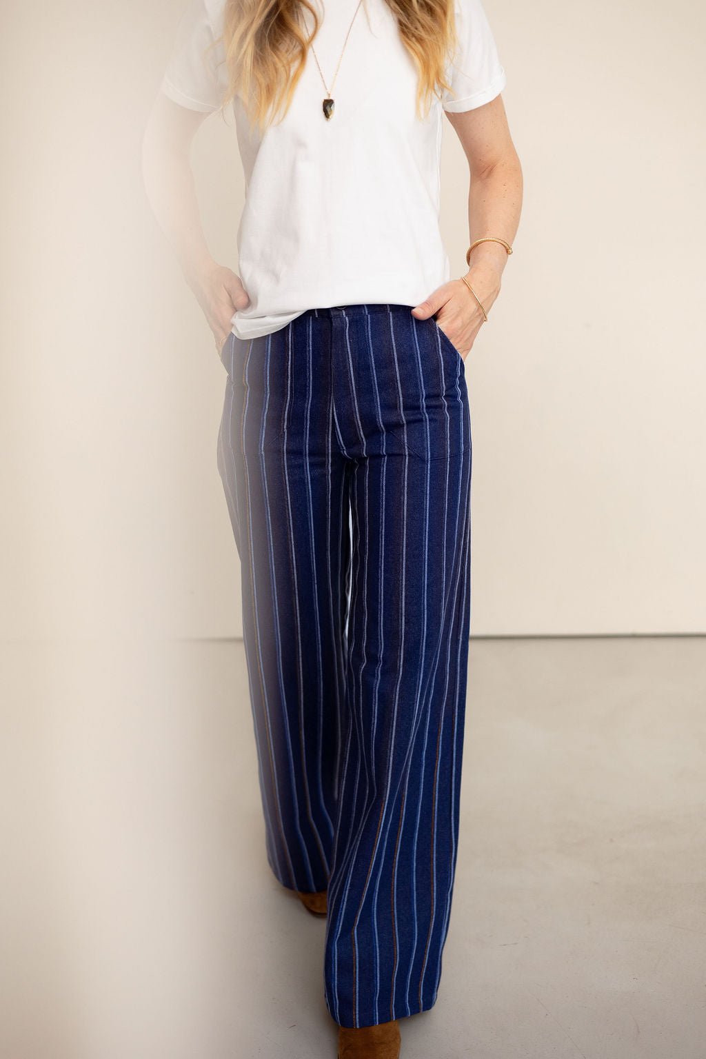 Joli Kit Couture - Pantalon Suzanne denim rayé - Joli Lab