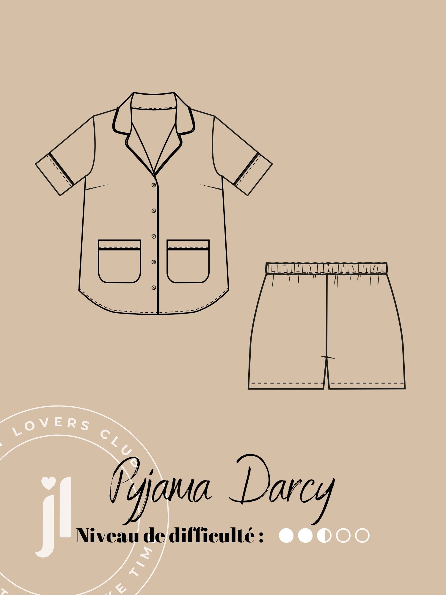 Joli Kit Couture - pyjama Darcy bleu vintage (version été) - Joli Lab