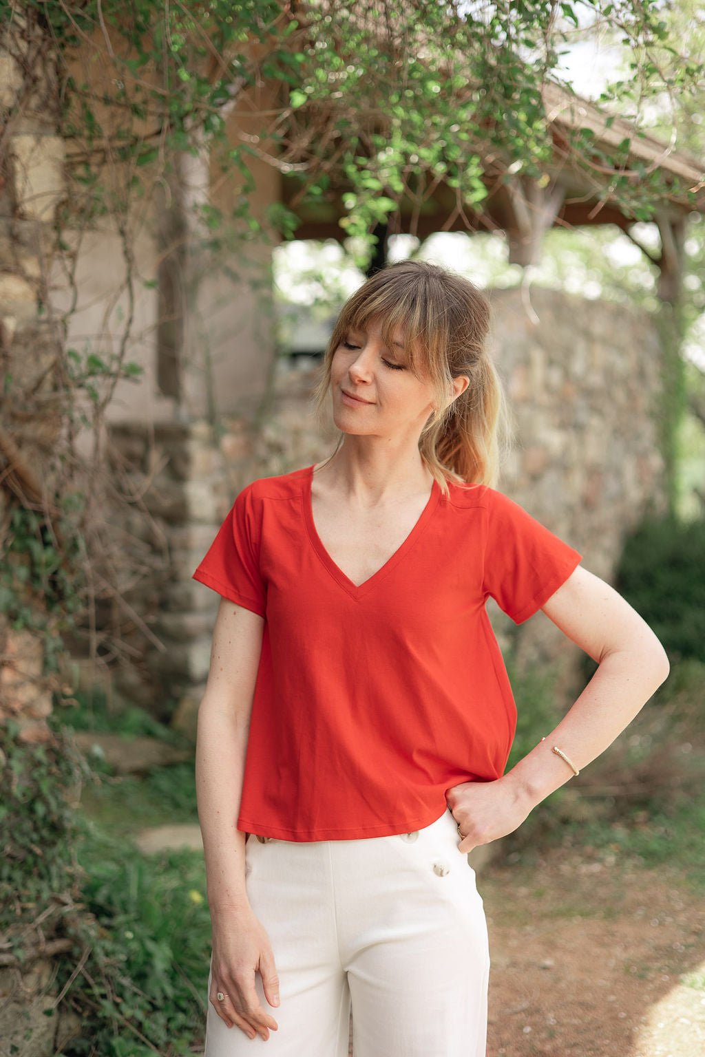 Joli Kit Couture - T-shirt Andréa rouge orangé - Joli Lab