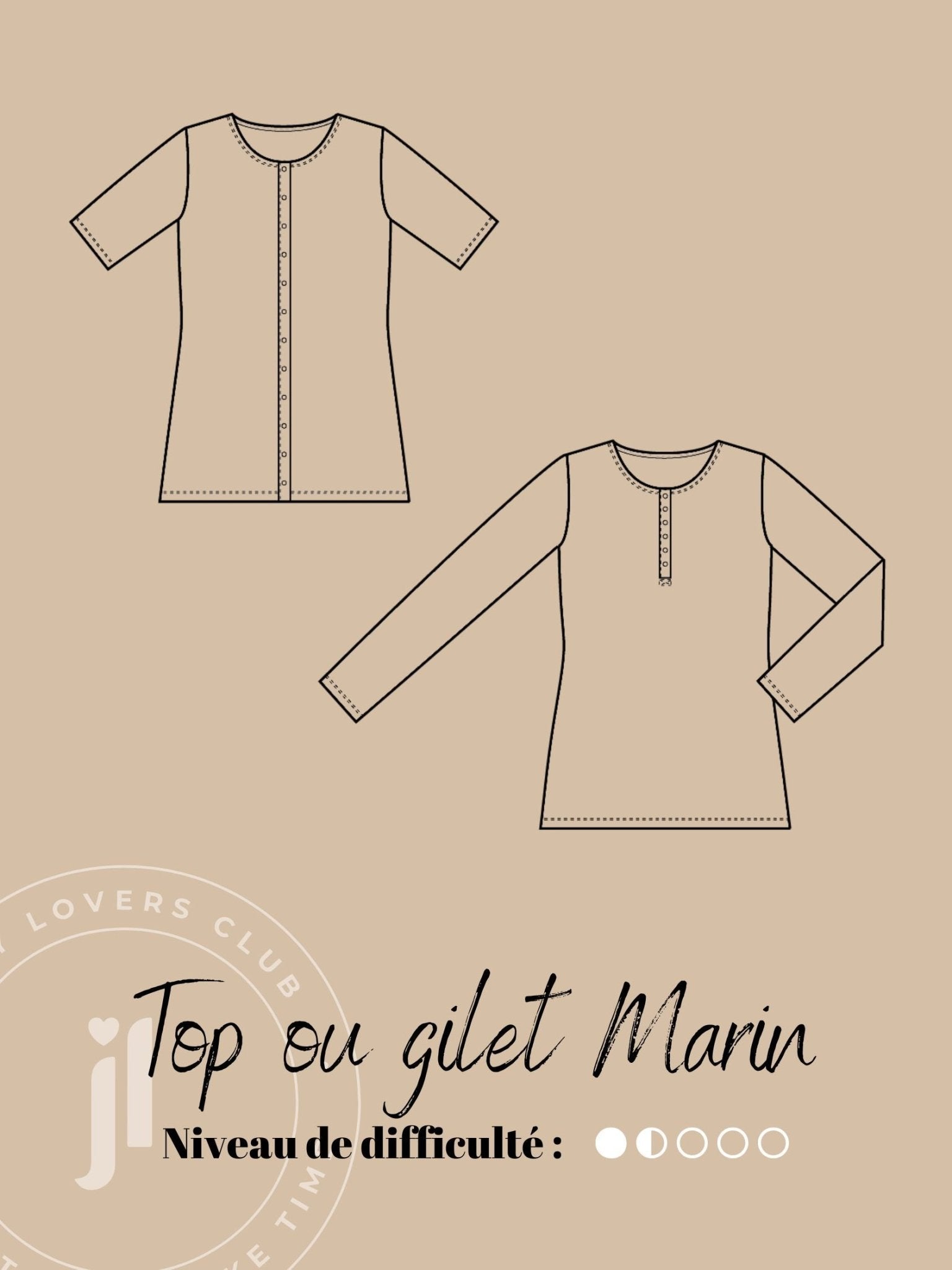Joli Kit Couture - T-shirt ou gilet Marin rayé - Joli Lab