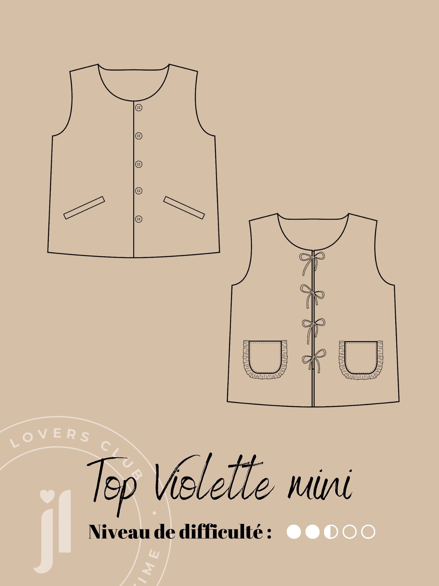 Joli Kit Couture - Top Violette mini rayé - Joli Lab