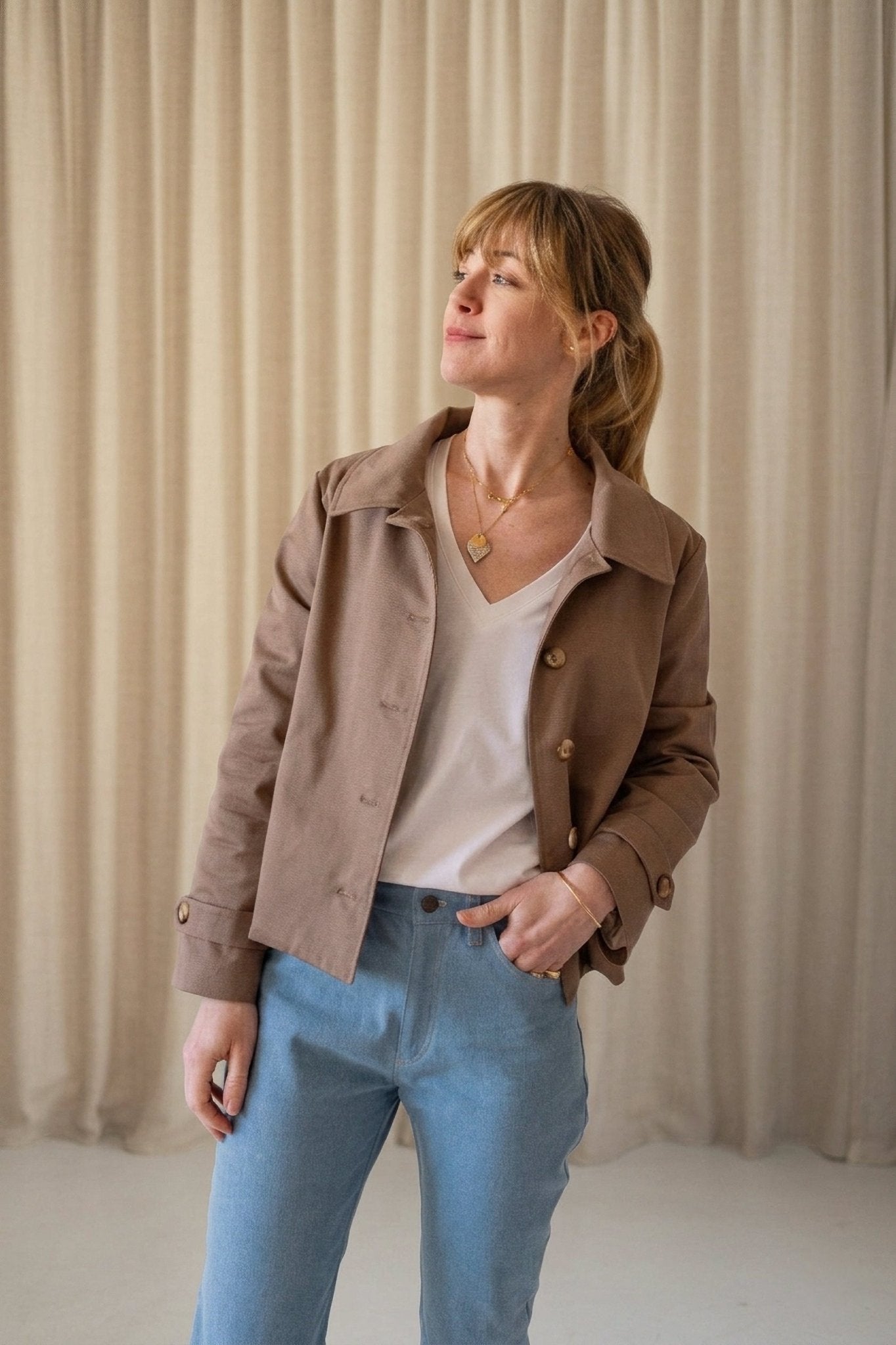 Joli Kit Couture - Trench Simone court marron glacé - Joli Lab