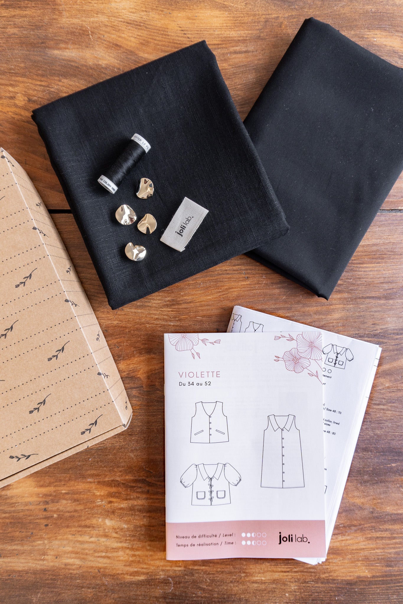 Joli Kit Couture - Veston Violette lin noir - Joli Lab