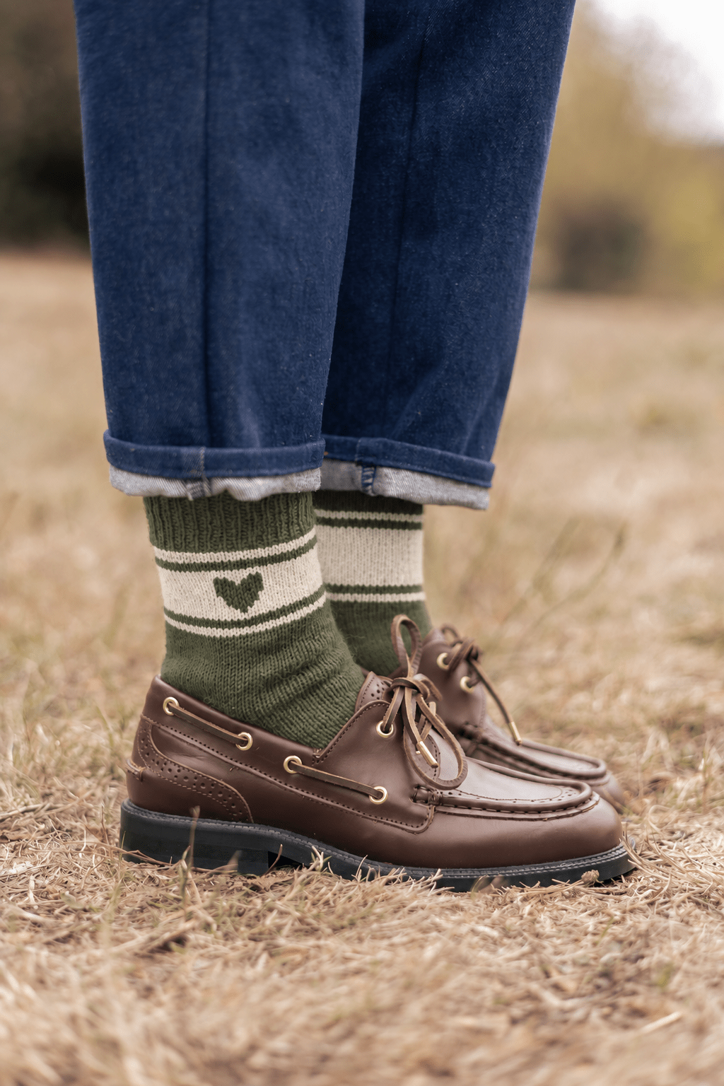 Joli Kit Tricot - Chaussettes Gaël écru et vert forêt (2 paires) - Joli Lab