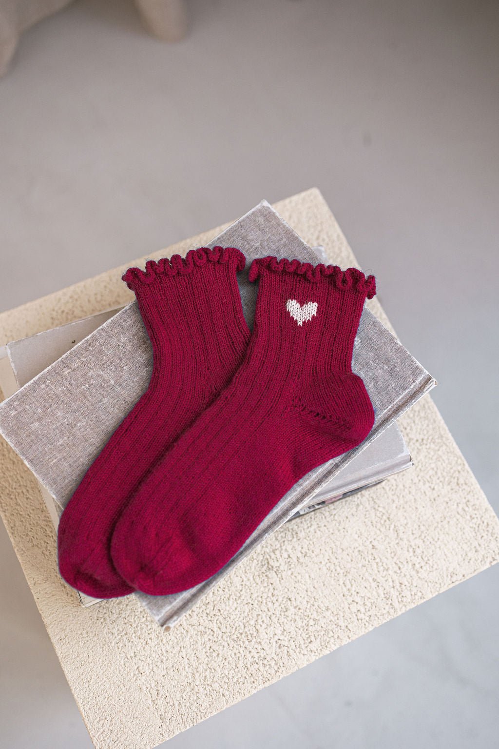 Joli Kit Tricot - Chaussettes Madeleine bordeaux et écru (2 paires) - Joli Lab