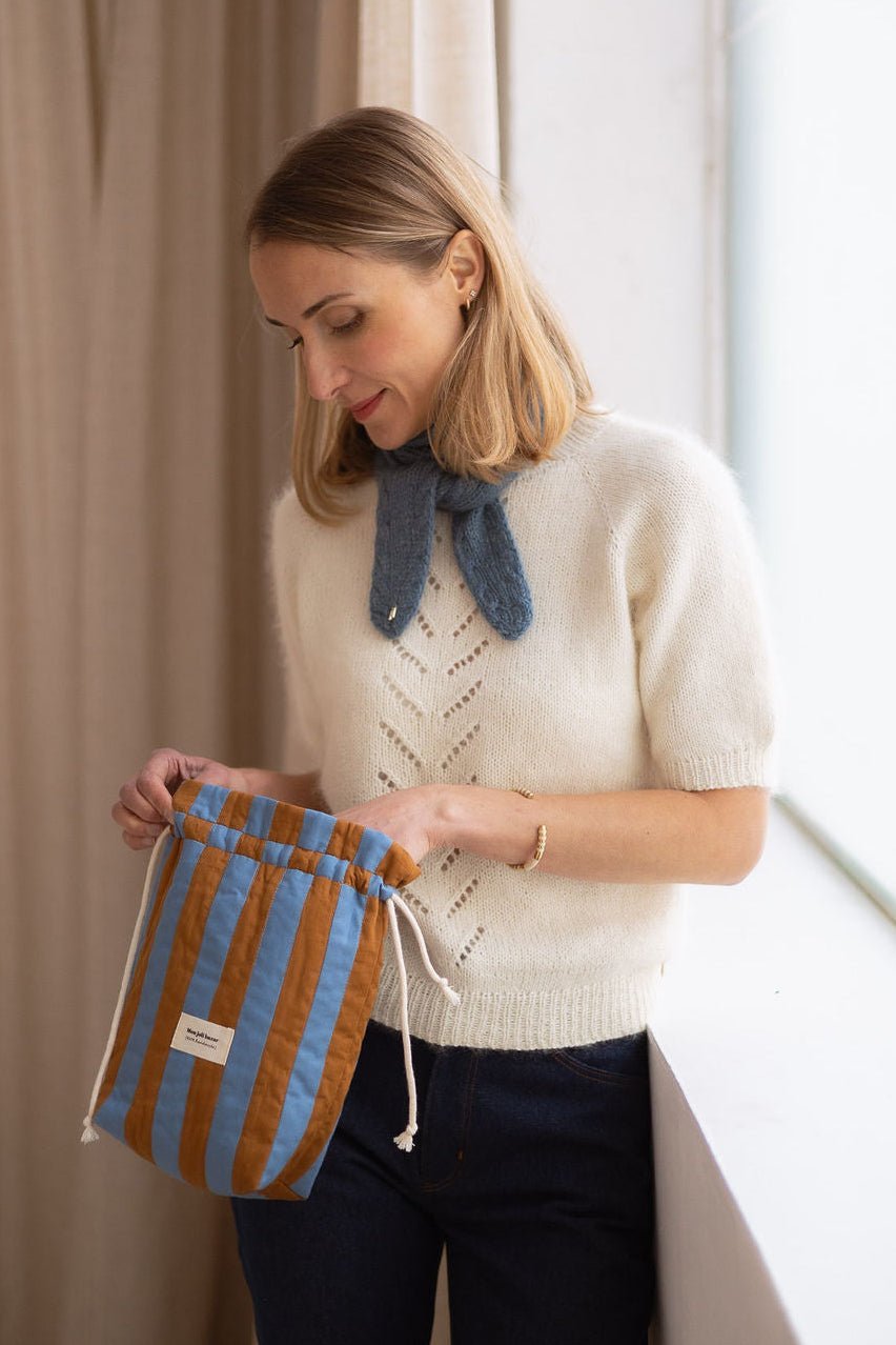 Joli Kit Tricot - Écharpe Léonie bleu vintage - Joli Lab