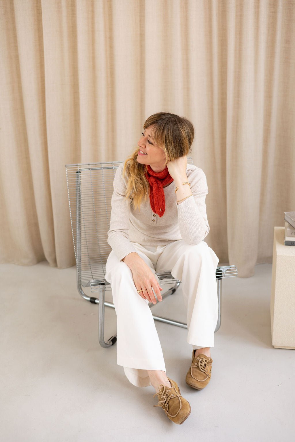 Joli Kit Tricot - Écharpe Léonie rouge orangé - Joli Lab
